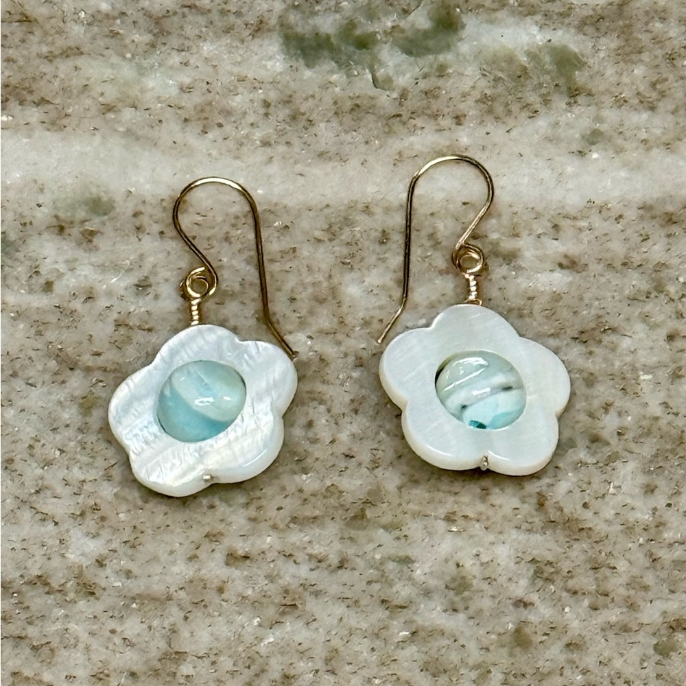 Pearlescent Mother-of-Pearl Flower Petal Earrings